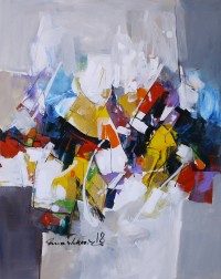 Mashkoor Raza, 24 x 30 Inch, Oil on Canvas, Abstract Painting, AC-MR-111